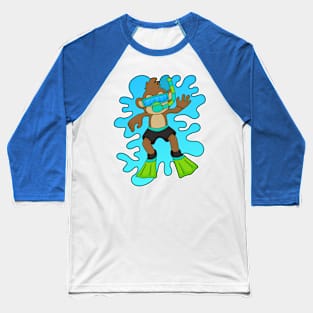 Monkey as Diver with Snorkel Baseball T-Shirt